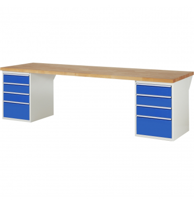RAU Werkbank 3000x900x890mm 8xSchublade-TA l.gre.bl