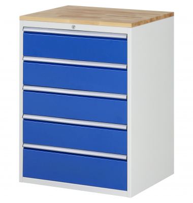 RAU Schubl.schrank 770x650x1035mm B-Top-25mm 5xSchublade-TA l.gre.bl