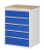 RAU Schubl.schrank 770x650x1035mm B-Top-25mm 5xSchublade-TA l.gre.bl
