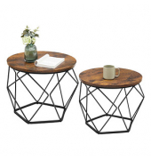 Couchtisch, 36 / 40cm (H), 40 / 50x40 / 50cm (BxT), rund, braun / schwarz