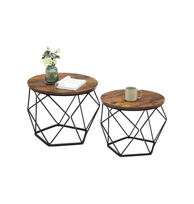 Couchtisch, 36 / 40cm (H), 40 / 50x40 / 50cm (BxT), rund, braun / schwarz