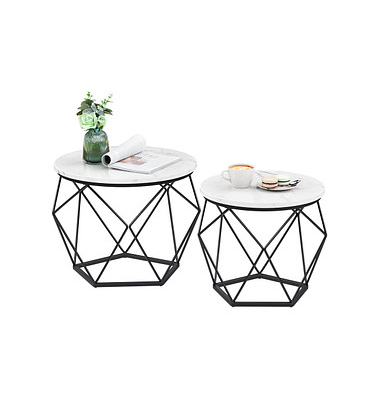Couchtisch, 36 / 40cm (H), 40 / 50x40 / 50cm (BxT), rund, weiß / schwarz