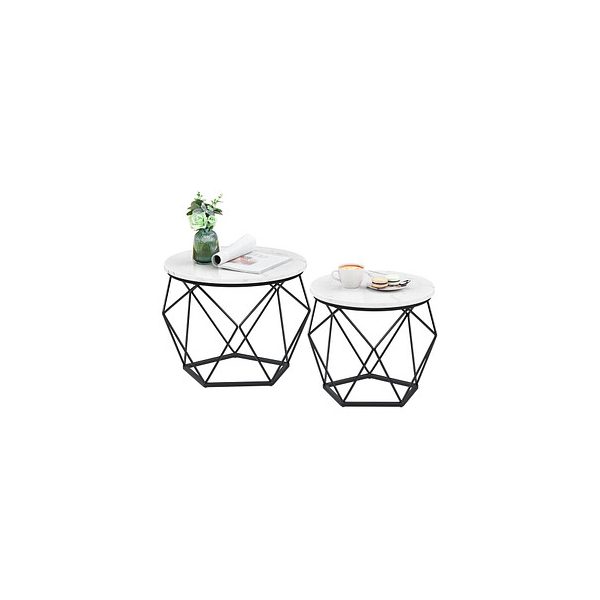 0194343041612 - VASAGLE Couchtisch rund 2er Set Wohnzimmertisch Beistelltisch modern abnehmbare Tischplatte für Wohnzimmer weiß-schwarz - Weiß-Schwarz 0194343041612 - VASAGLE Couchtisch rund 2er Set Wohnzimmertisch Beistelltisch modern abnehmbare Tischplatte für Wohnzimmer weiß-schwarz - Weiß-Schwarz