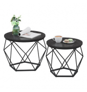 Couchtisch, 36 / 40cm (H), 40 / 50x40 / 50cm (BxT), rund, schwarz / schwarz