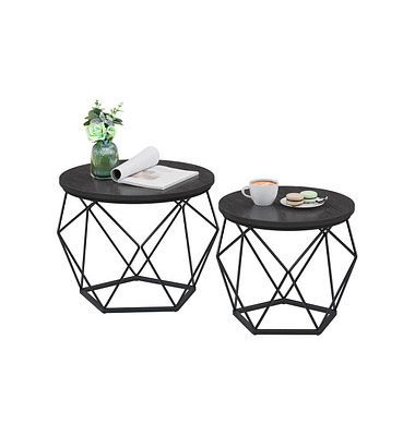 Couchtisch, 36 / 40cm (H), 40 / 50x40 / 50cm (BxT), rund, schwarz / schwarz