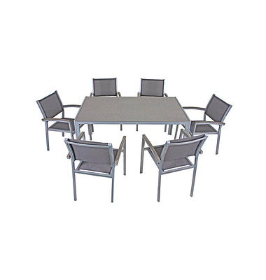 Sitzgruppe Grace, grau Kunststoff, Metall, 7-teilig