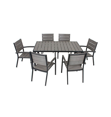 Sitzgruppe Olivia, schwarz Kunststoff, Metall, 7-teilig