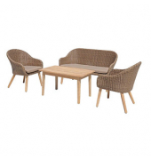 Sitzgruppe Pueblo, natur Kunststoff, Holz, 4-teilig