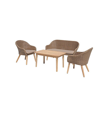 Sitzgruppe Pueblo, natur Kunststoff, Holz, 4-teilig