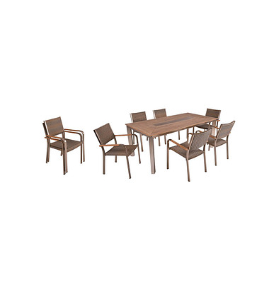 Sitzgruppe Florence, silber Kunststoff, Metall, 9-teilig