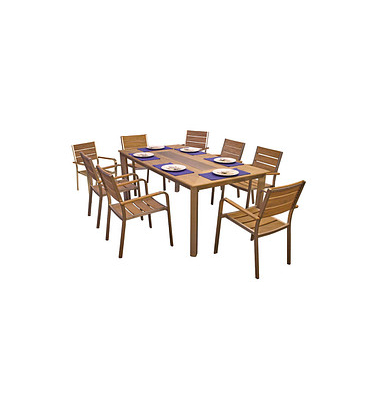 Sitzgruppe Florence, silber Kunststoff, Metall, 9-teilig