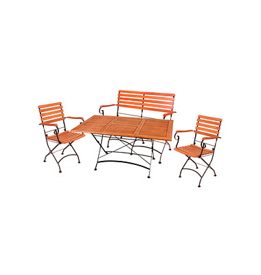 Sitzgruppe Wien, schwarz Holz, Metall, 4-teilig