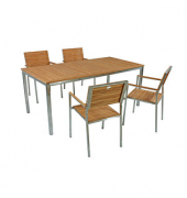 Sitzgruppe Denver, silber Holz, Metall, 5-teilig