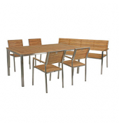Sitzgruppe Denver, silber Holz, Metall, 6-teilig