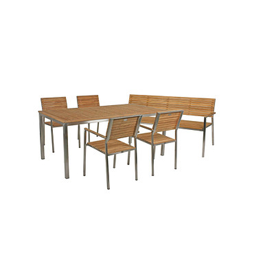 Sitzgruppe Denver, silber Holz, Metall, 6-teilig