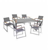 Sitzgruppe Ava, silber Kunststoff, Metall, 7-teilig