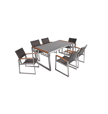 Sitzgruppe Ava, silber Kunststoff, Metall, 7-teilig