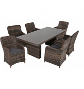Sitzgruppe Bordeaux, braun Kunststoff, Metall, 7-teilig