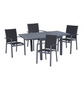 Sitzgruppe Elena, grau Kunststoff, Metall, 5-teilig