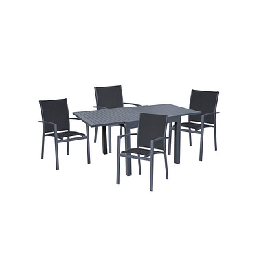 Sitzgruppe Elena, grau Kunststoff, Metall, 5-teilig