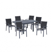 Sitzgruppe Elena, grau Kunststoff, Metall, 7-teilig