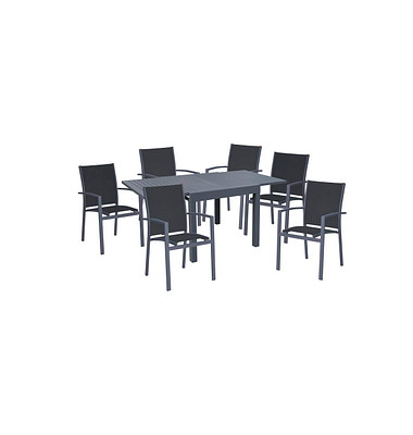 Sitzgruppe Elena, grau Kunststoff, Metall, 7-teilig