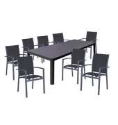 Sitzgruppe Amira, grau Kunststoff, Metall, 9-teilig