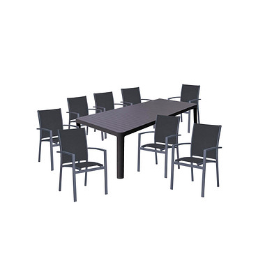 Sitzgruppe Amira, grau Kunststoff, Metall, 9-teilig