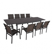Sitzgruppe Nerea, grau Kunststoff, Metall, 9-teilig