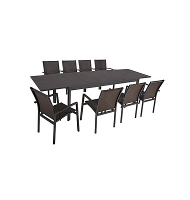 Sitzgruppe Nerea, grau Kunststoff, Metall, 9-teilig