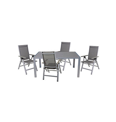 Sitzgruppe Grace, grau Kunststoff, Metall, 5-teilig