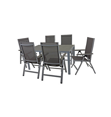 Sitzgruppe Grace, grau Kunststoff, Metall, 7-teilig