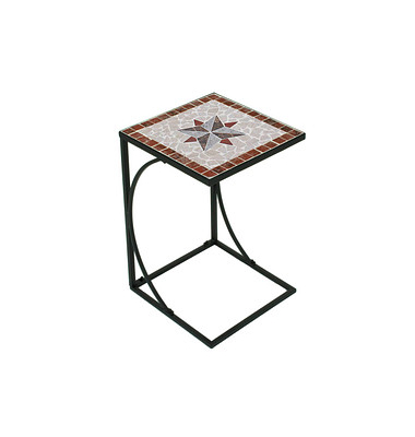 Gartentisch Amarillo braun, grau, rot, beige quadratisch 35,0 x 35,0 x 53,0 cm