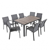 Sitzgruppe Rana, grau Kunststoff, Metall, 9-teilig