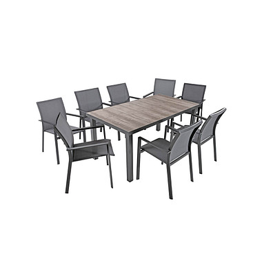Sitzgruppe Rana, grau Kunststoff, Metall, 9-teilig