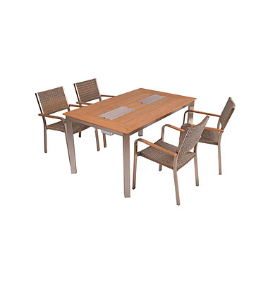 Sitzgruppe Florence, silber Kunststoff, Metall, 5-teilig