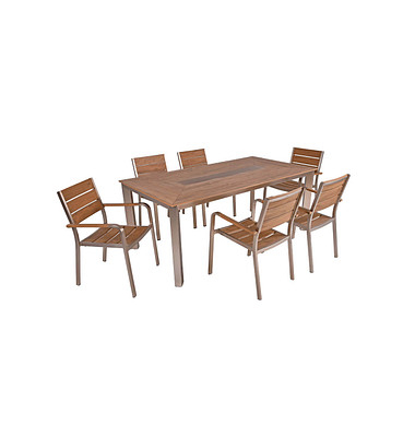 Sitzgruppe Florence, silber Kunststoff, Metall, 7-teilig
