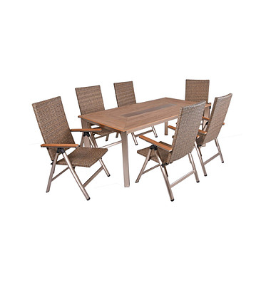 Sitzgruppe Florence, silber Kunststoff, Metall, 7-teilig