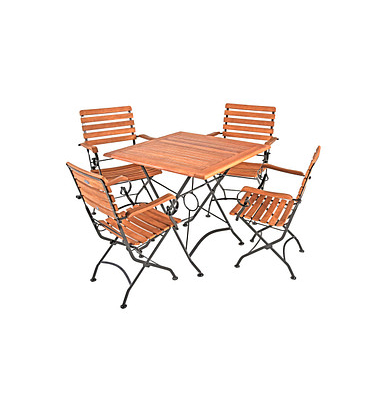 Sitzgruppe Wien, schwarz Holz, Metall, 5-teilig