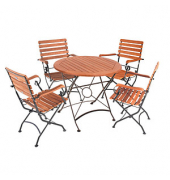 Sitzgruppe Wien, schwarz Holz, Metall, 5-teilig