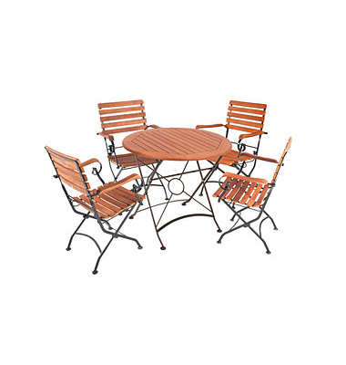Sitzgruppe Wien, schwarz Holz, Metall, 5-teilig