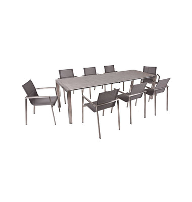 Sitzgruppe Sienna, silber Kunststoff, Metall, 9-teilig