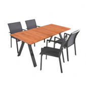 Sitzgruppe Davina, anthrazit Kunststoff, Metall, 5-teilig
