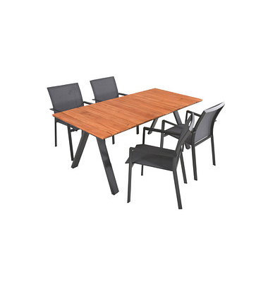 Sitzgruppe Davina, anthrazit Kunststoff, Metall, 5-teilig