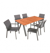 Sitzgruppe Davina, anthrazit Kunststoff, Metall, 7-teilig