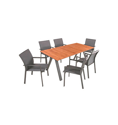 Sitzgruppe Davina, anthrazit Kunststoff, Metall, 7-teilig