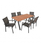 Sitzgruppe Davina, anthrazit Kunststoff, Metall, 7-teilig