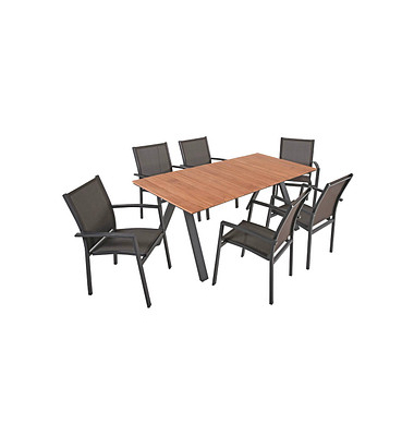 Sitzgruppe Davina, anthrazit Kunststoff, Metall, 7-teilig