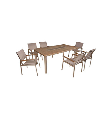 Sitzgruppe Florence, silber Kunststoff, Metall, 7-teilig