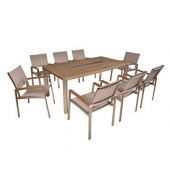 Sitzgruppe Florence, silber Kunststoff, Metall, 9-teilig